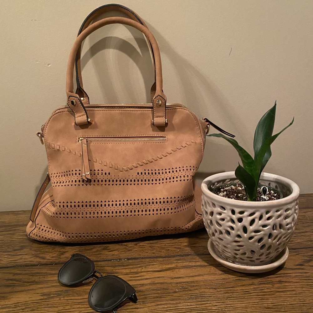 Boho tan suede (?) handbag